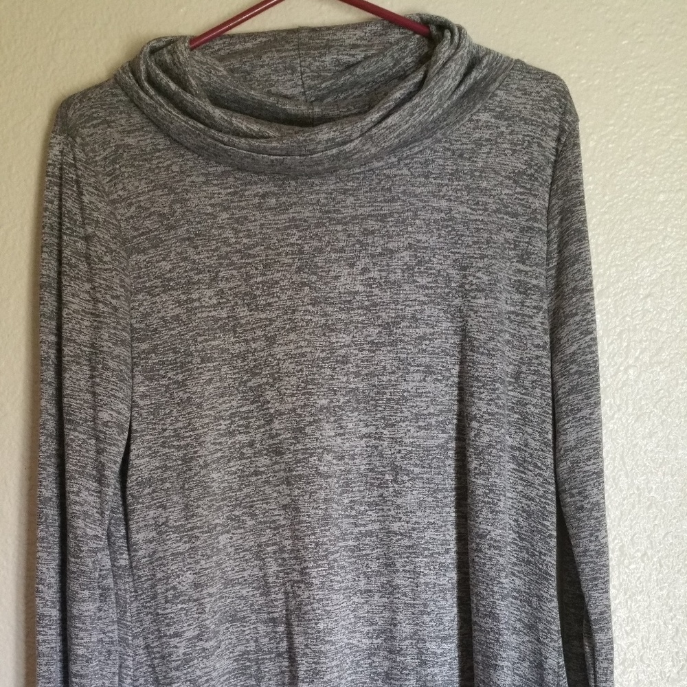 grey turtle neck midi dress